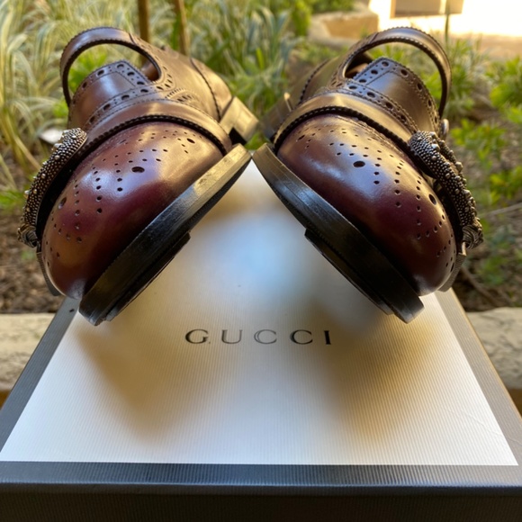 GUCCI QUEERCORE Buckle-Closure Medallion Wingtip Brogues 449946 G9.5=US10 - Picture 10 of 17